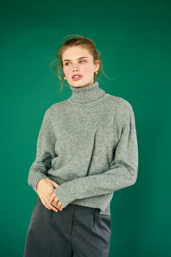 Jumper 1234 Oversize Roll Collar - Mid Grey