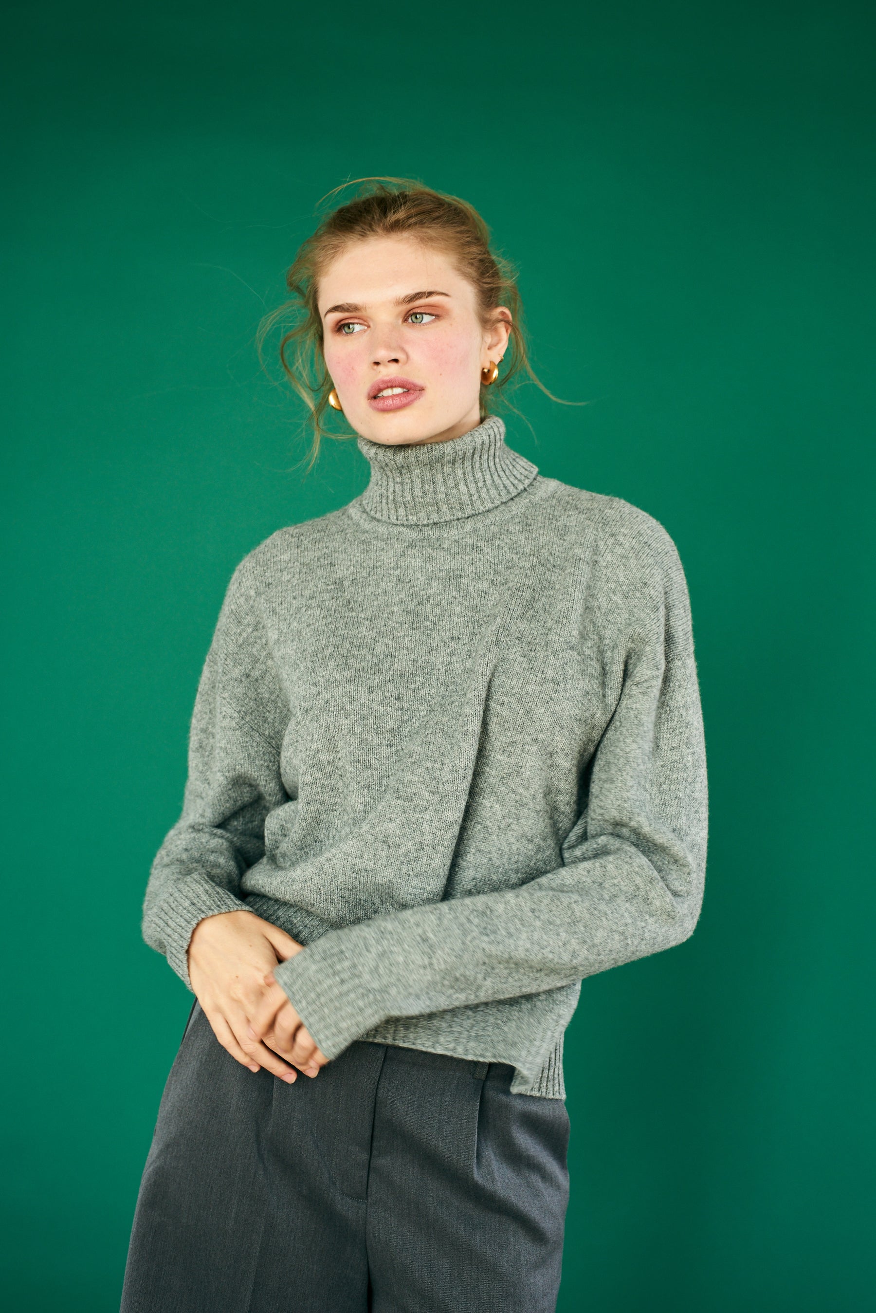 Jumper 1234 Oversize Roll Collar - Mid Grey