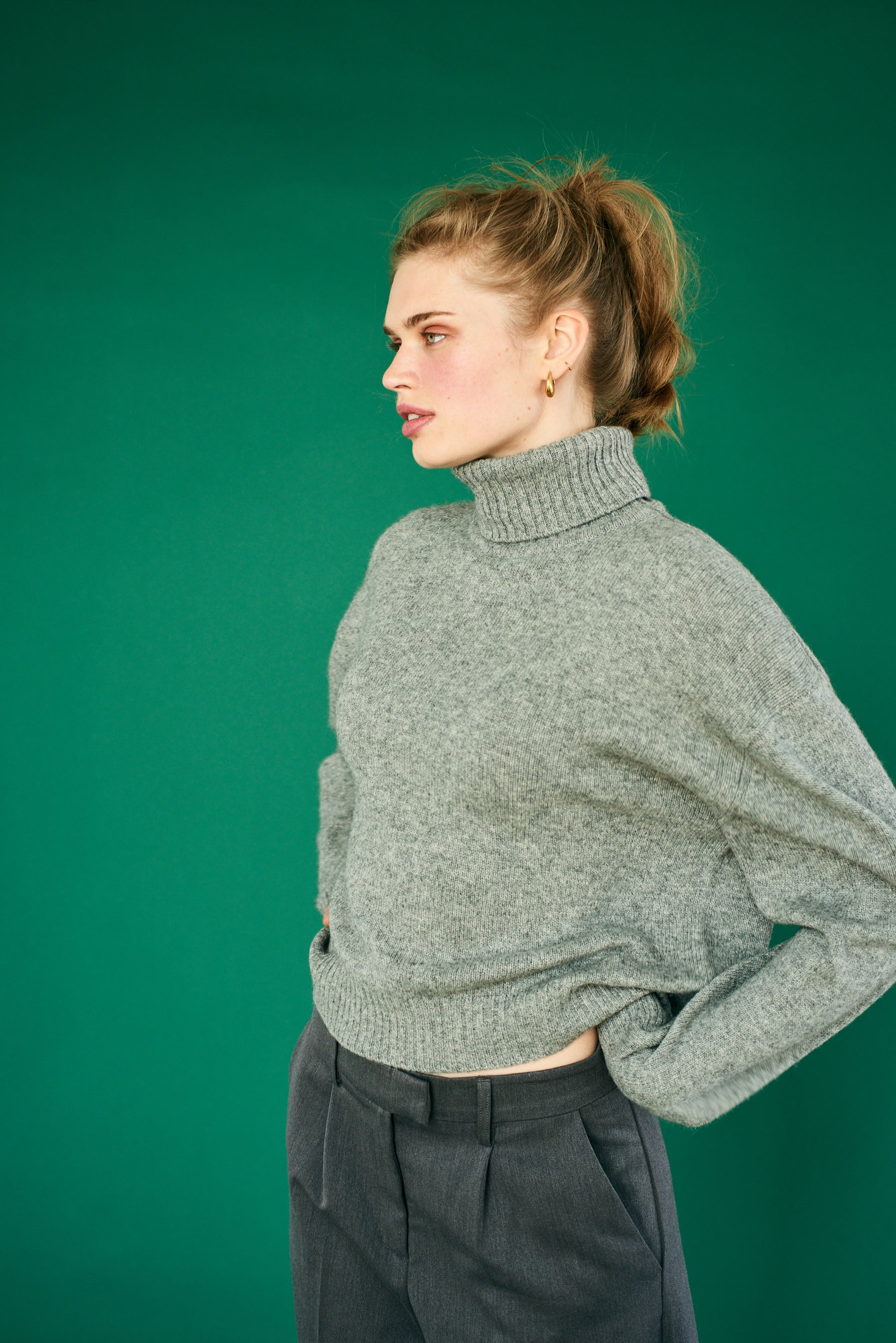 Jumper 1234 Oversize Roll Collar - Mid Grey