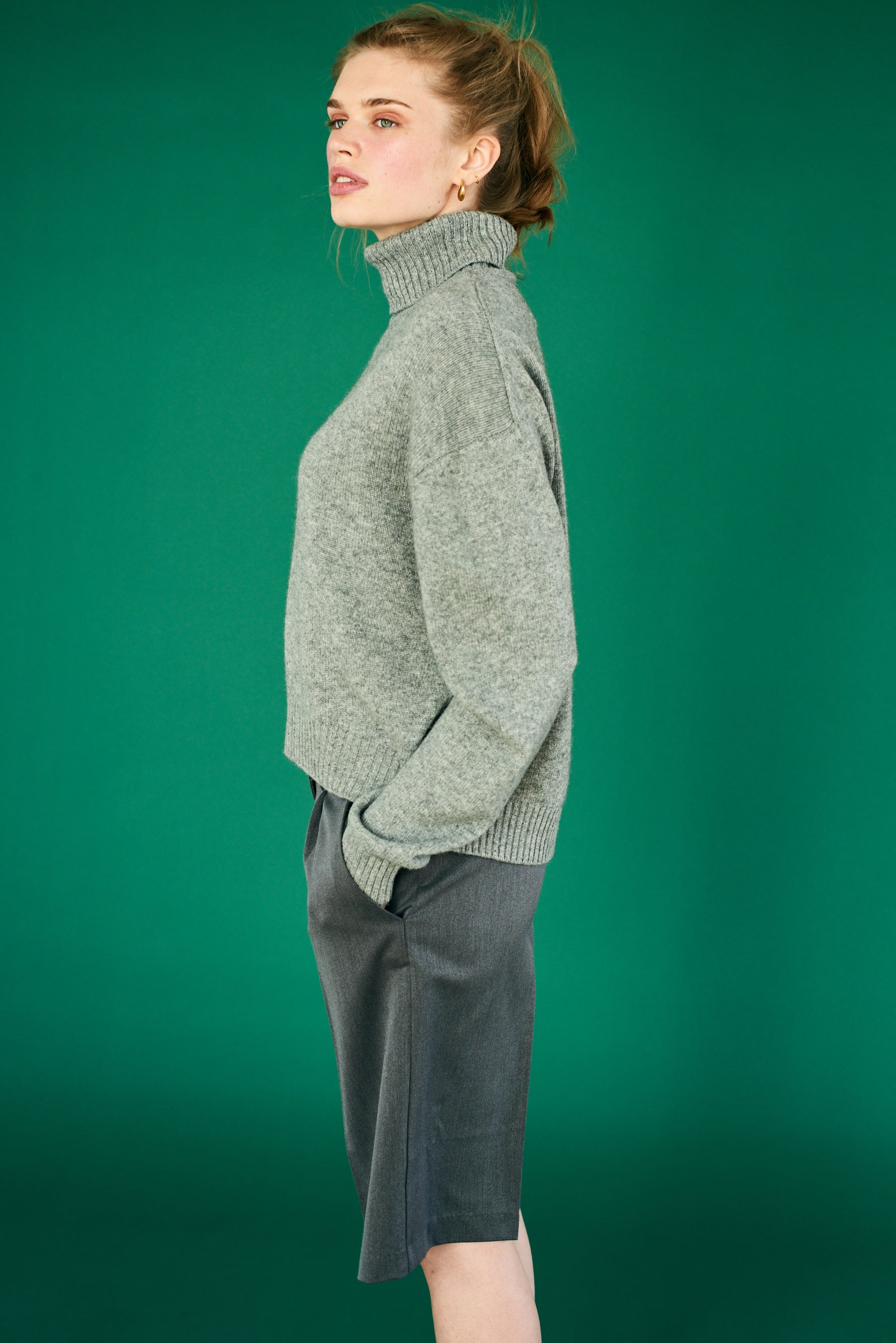 Jumper 1234 Oversize Roll Collar - Mid Grey