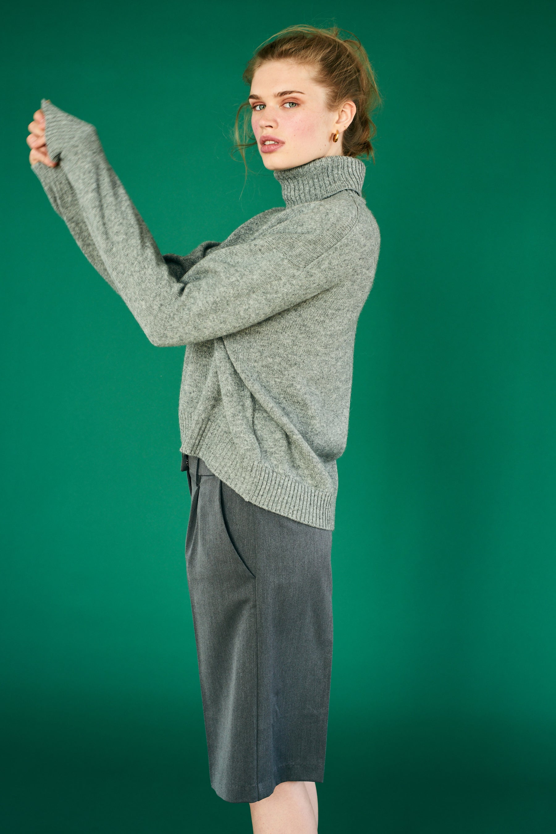 Jumper 1234 Oversize Roll Collar - Mid Grey