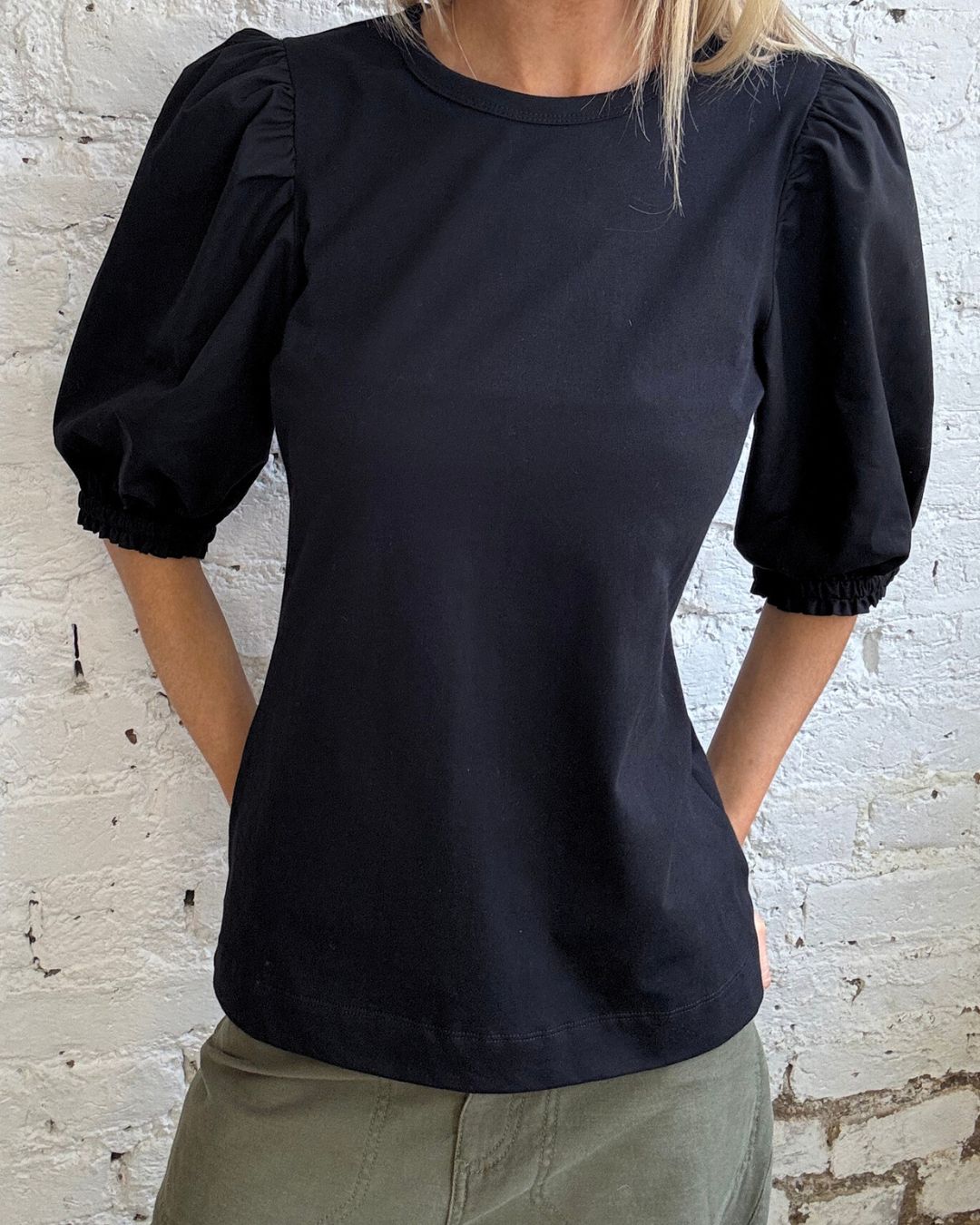 PARK Puff Sleeve Tee in Black