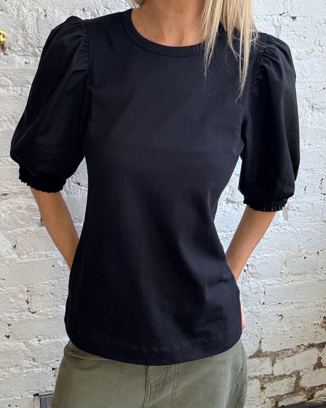 PARK Puff Sleeve Tee in Black