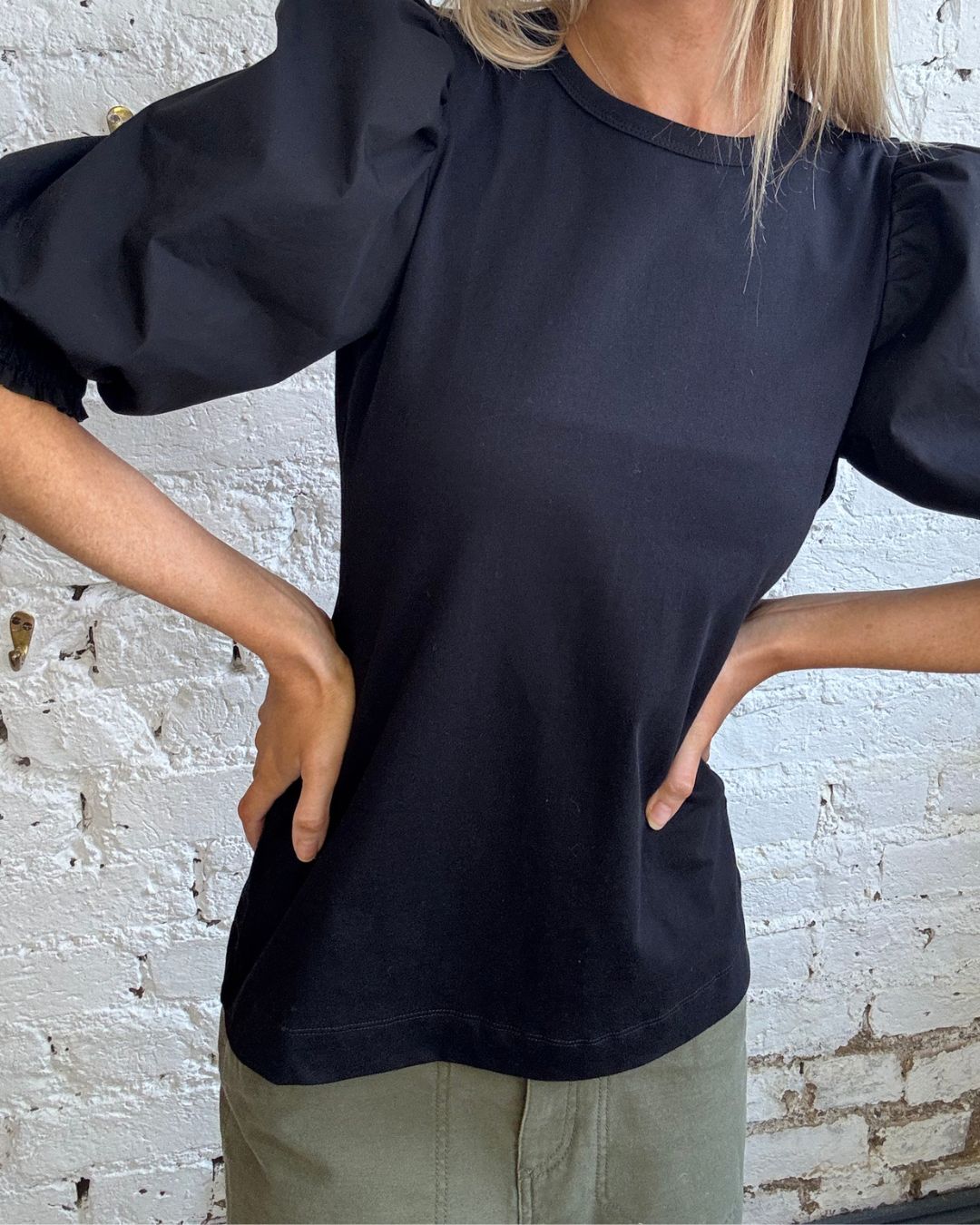 PARK Puff Sleeve Tee in Black