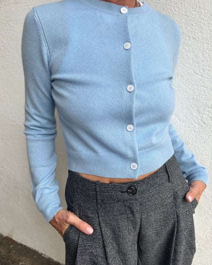 PARK Cashmere Cardigan - Dusty Blue