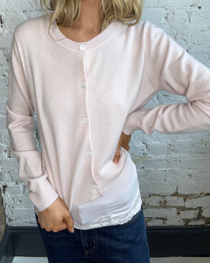 PARK Cashmere Cardigan in Pale Pink