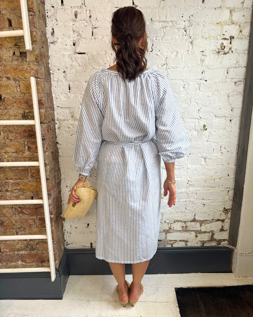 PARK Holiday Shop Long Kaftan in Blue Stripe