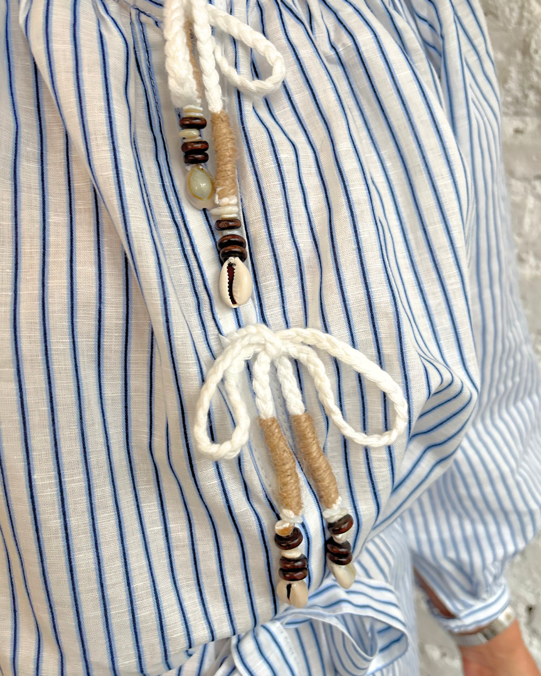 PARK Holiday Shop Long Kaftan in Blue Stripe