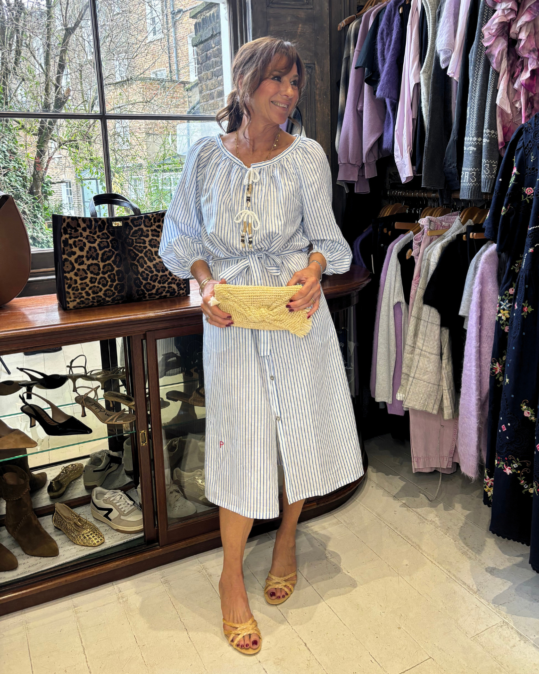 PARK Holiday Shop Long Kaftan in Blue Stripe