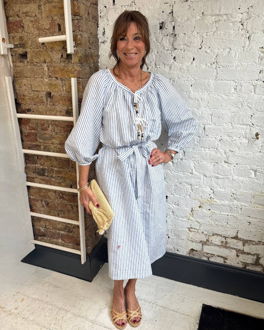 PARK Holiday Shop Long Kaftan in Blue Stripe