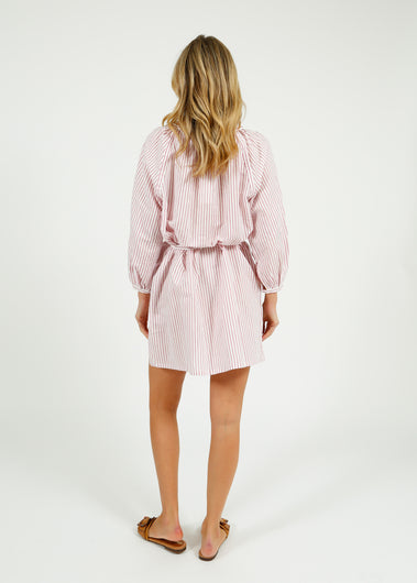 PARK Holiday Shop Short Kaftan in Pink Stripe