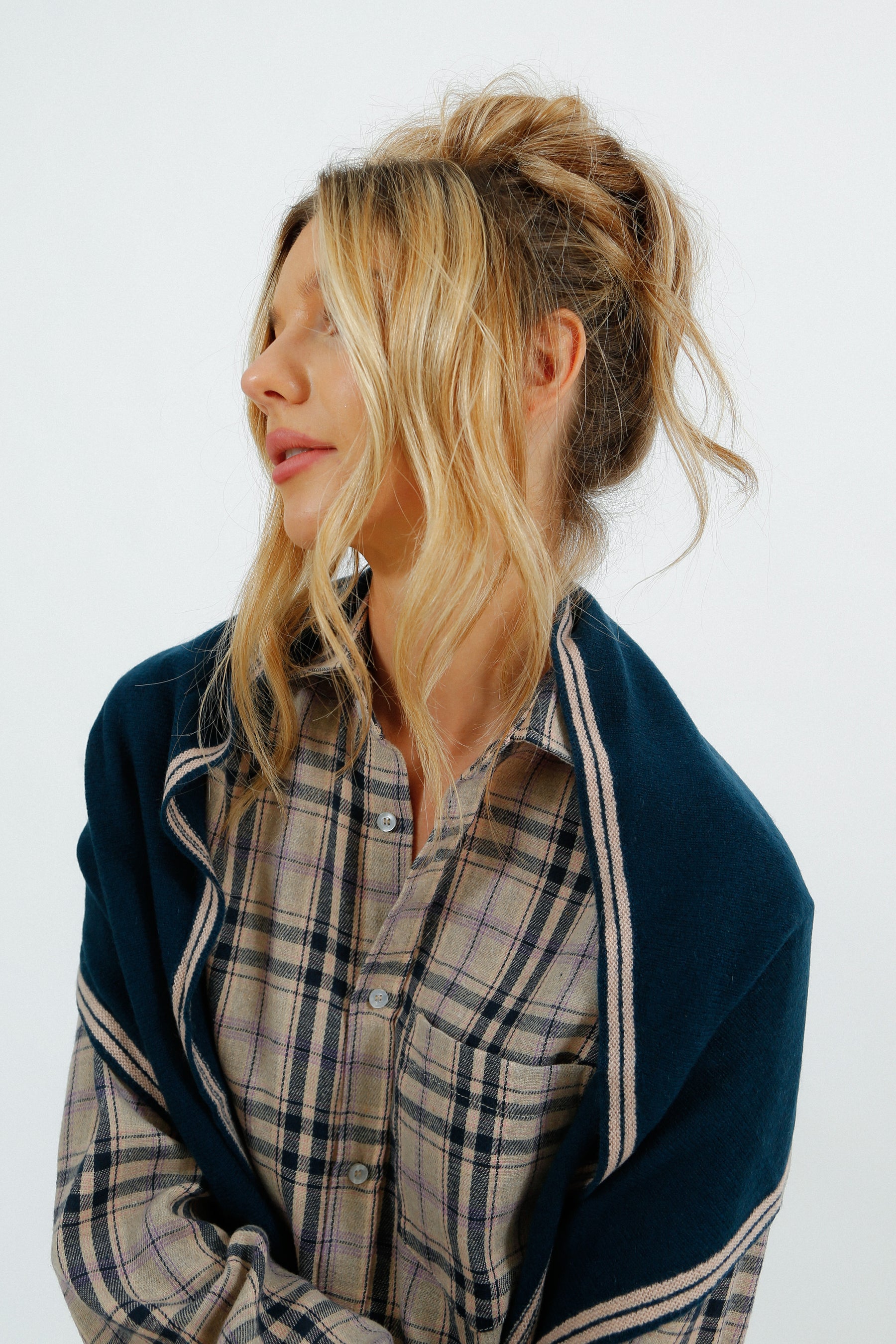 PARK Long Diamond Scarf - Navy