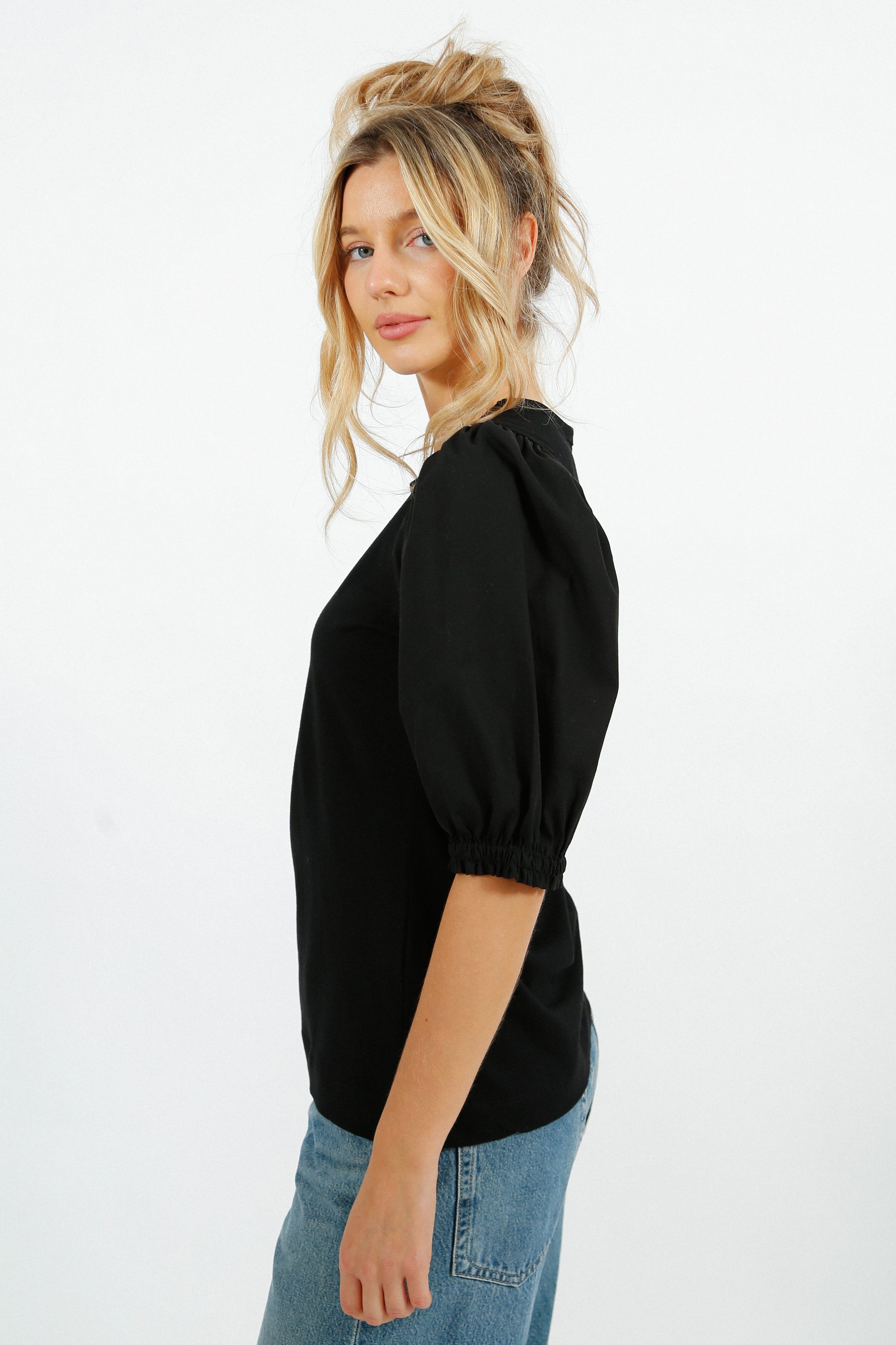 PARK Puff Sleeve Tee in Black