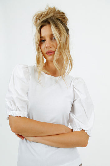 PARK Puff Sleeve Tee in White