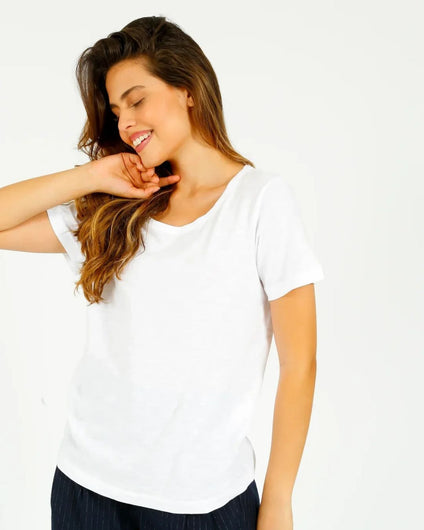 PARK SS Cotton Rd Neck in White