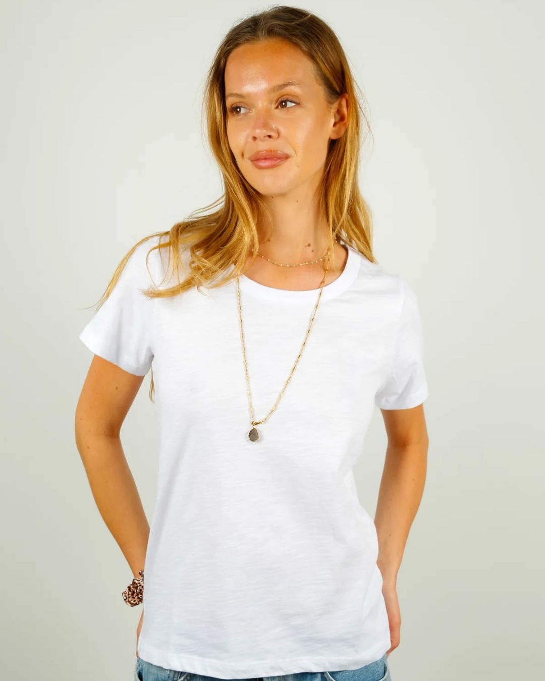 PARK SS Cotton Rd Neck in White