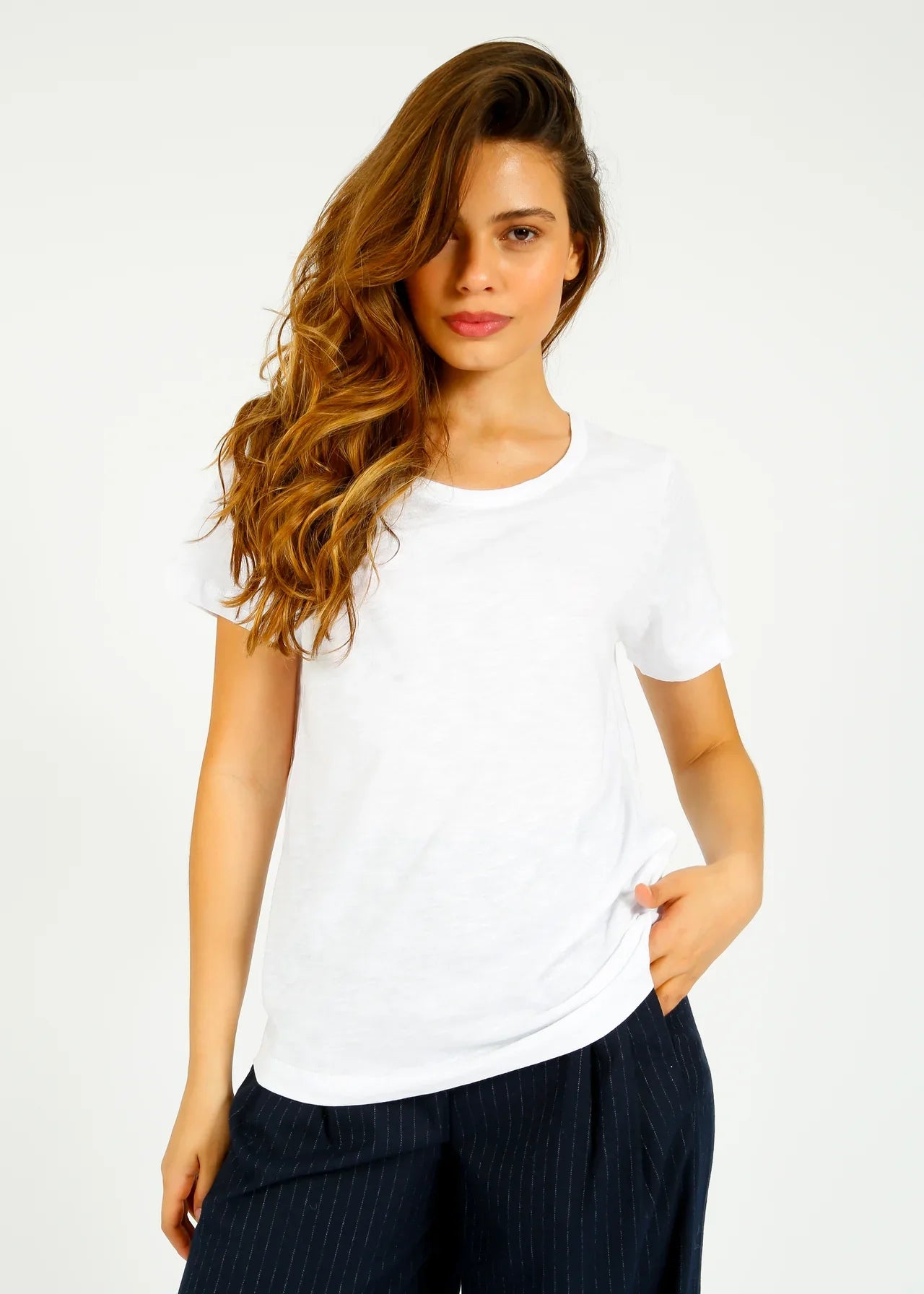 PARK SS Cotton Rd Neck in White