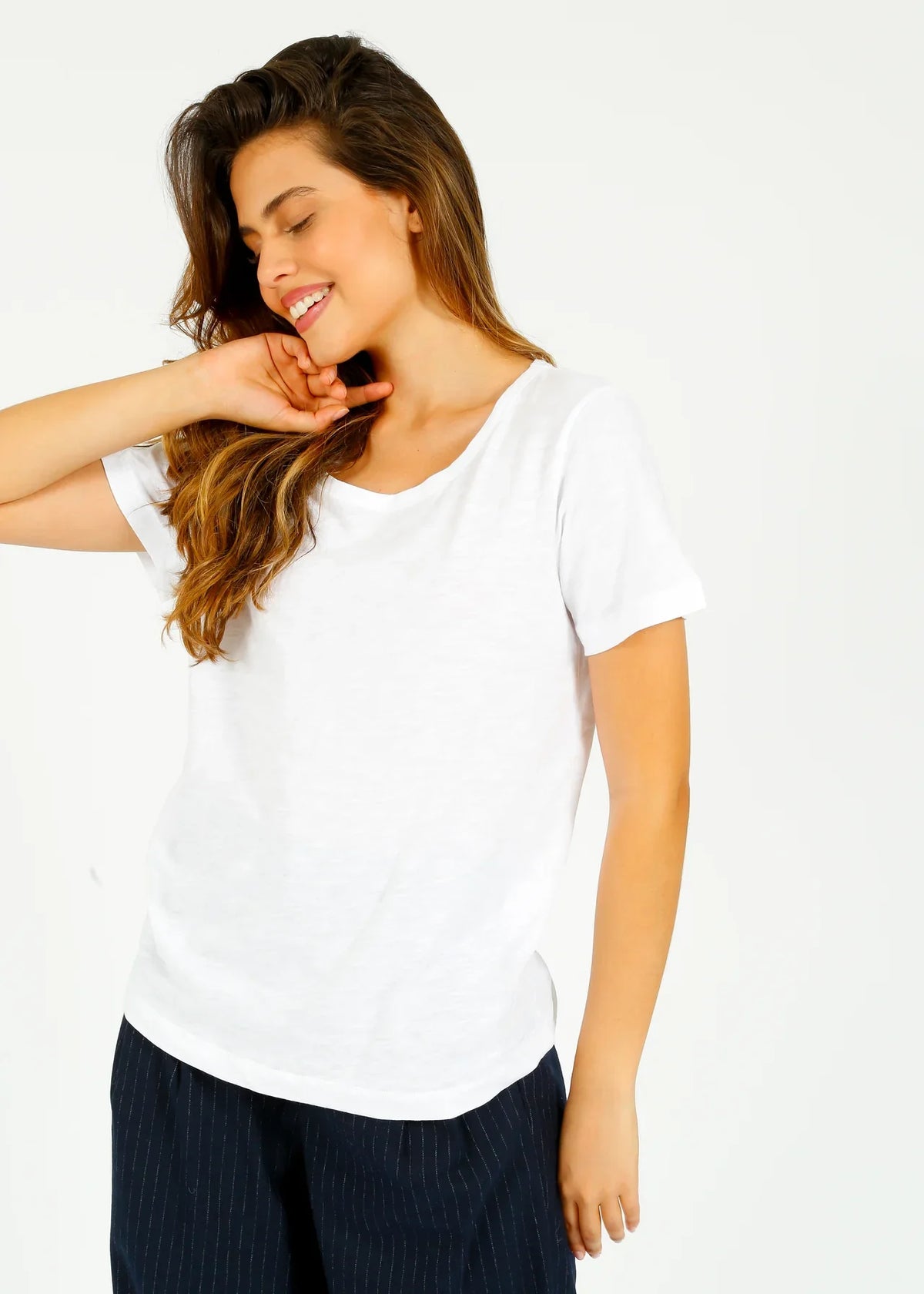 PARK SS Cotton Rd Neck in White