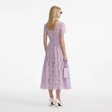 SP 006 Lace Button Front Midi Dress in Lilac