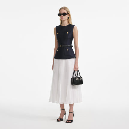 SP 017 Taffeta Midi Dress in Navy