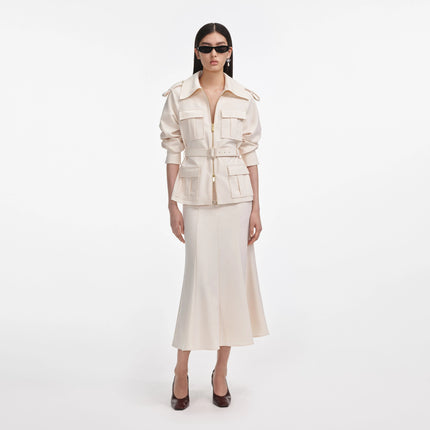 SP 064 Twill Midi Dress in Cream