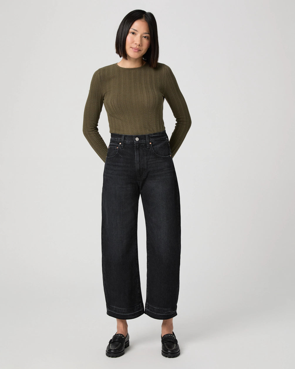 Paige Arellia Ankle Undone Hem in Black Void