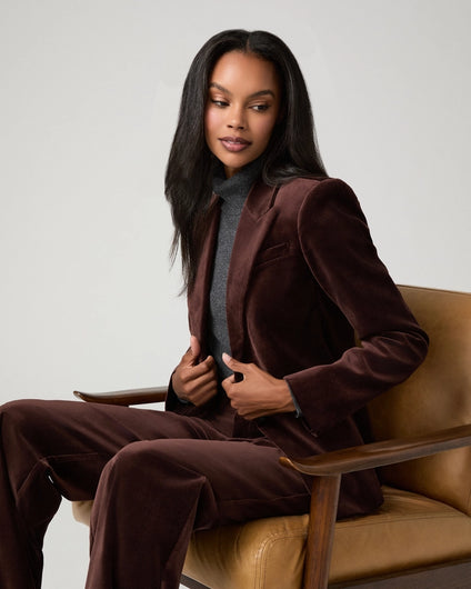 Paige Chelsee Velvet Blazer - Burgundy