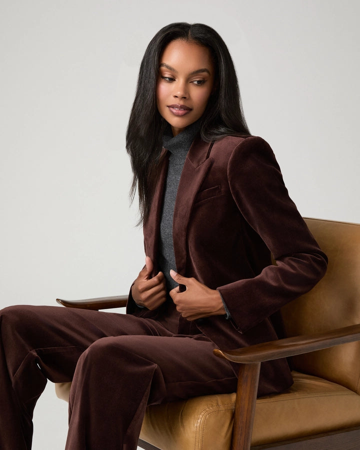 Paige Chelsee Velvet Blazer - Burgundy