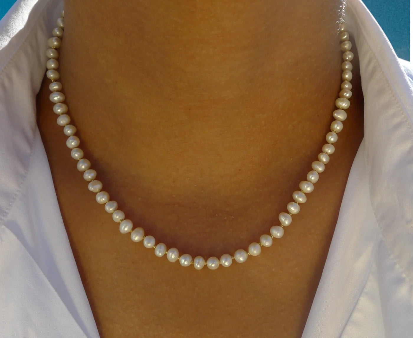 BON BON Fine Freshwater Pearl Necklace, Gold Thread