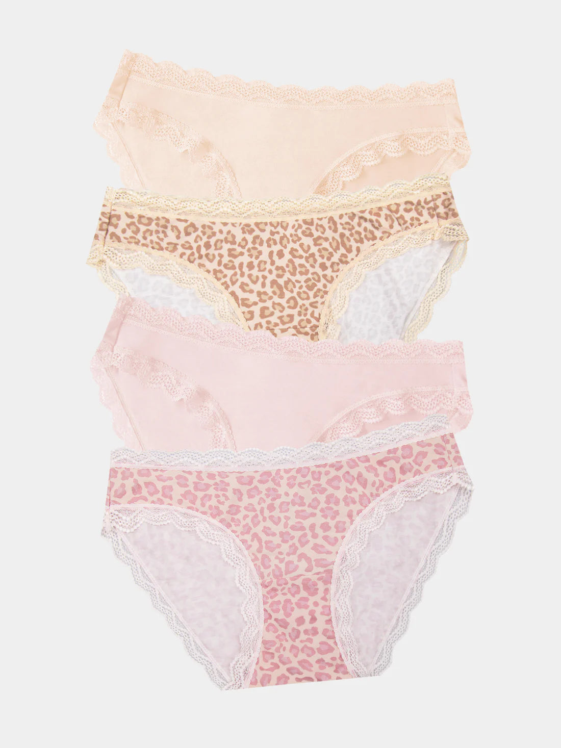 Stripe & Stare Basic Knicker Four Pack in Pink-a-Boo Leo