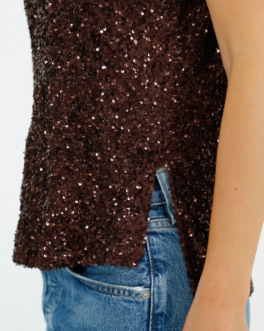 Primrose Park Frida Top - Brown Sequins