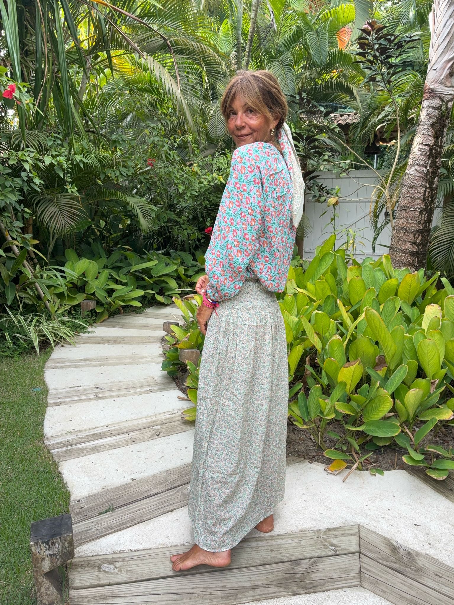 Primrose Park Abi Skirt in Block Print Cream