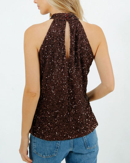 Primrose Park Frida Top - Brown Sequins