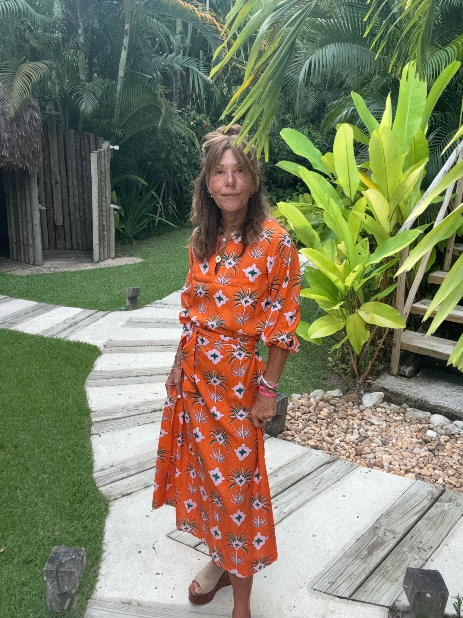 Primrose Park Harper Dress in Maxi Palm Orange