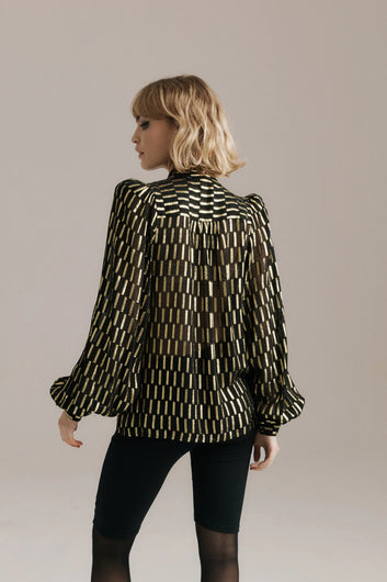 Queens of Archive Foxy Top in Black, Gold