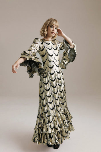 Queens of Archive Scarlet Dress in Black, Gold