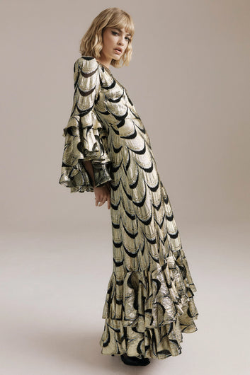 Queens of Archive Scarlet Dress in Black, Gold