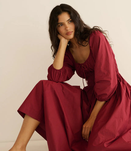 DÔEN Quintessa Dress in Deep Crimson