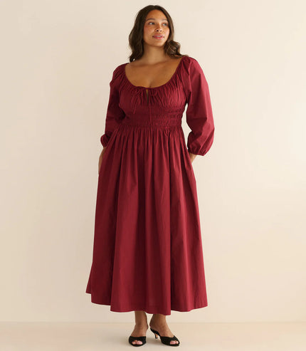 DÔEN Quintessa Dress in Deep Crimson