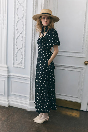 Queens of Archive Atlanta Dress in Black Polka