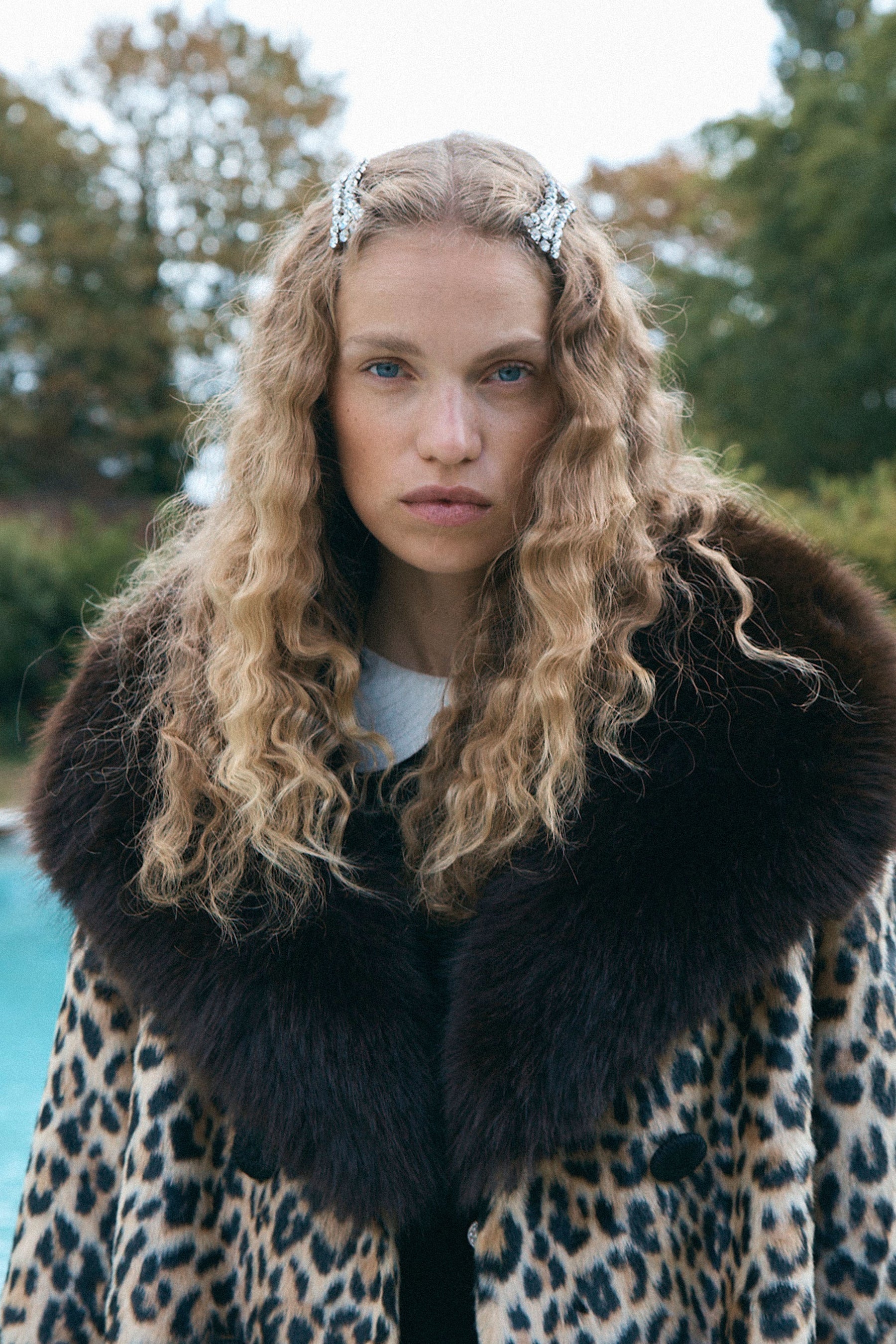 Queens of Archive Francoise Coat with Detachable Collar - Animal Print