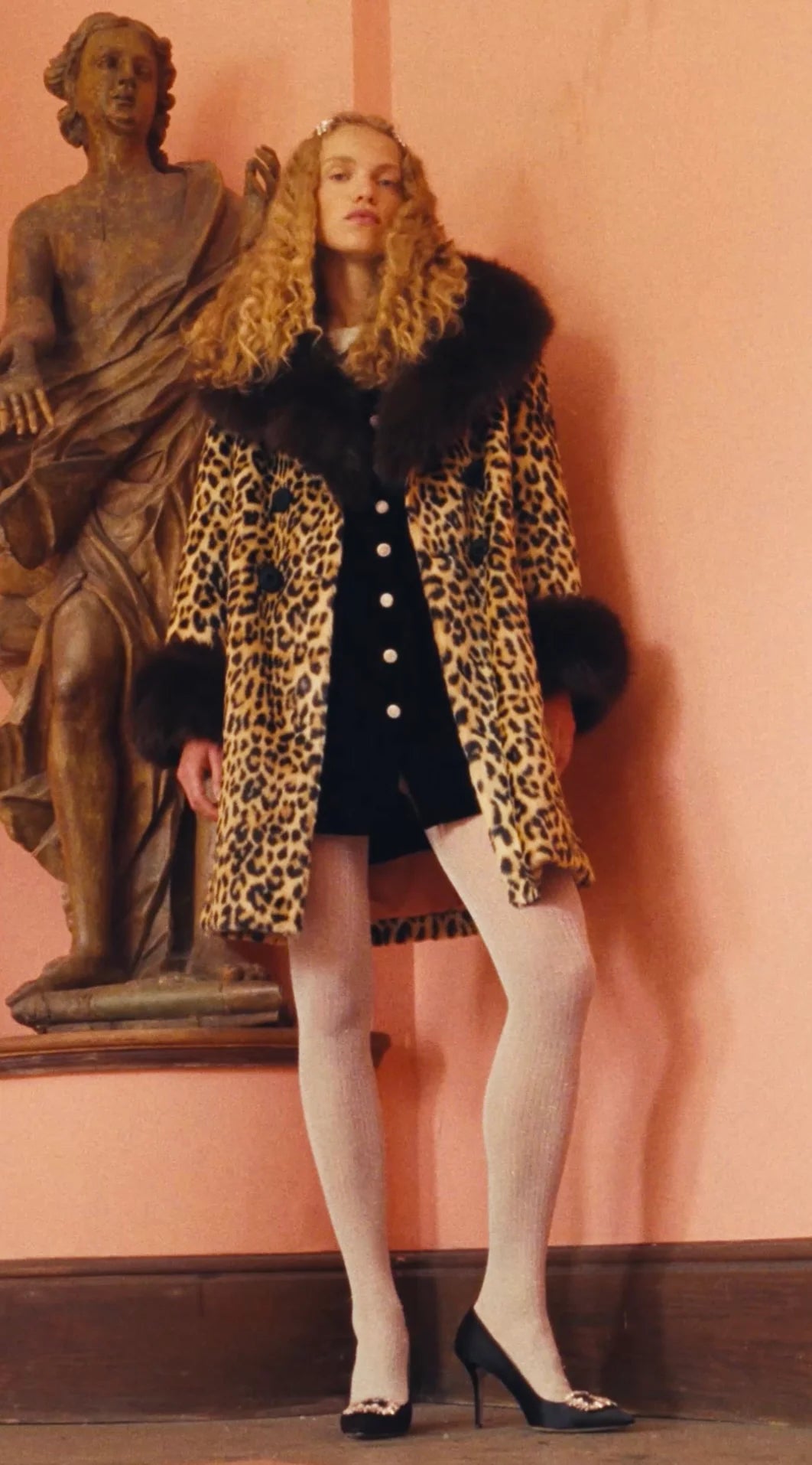 Queens of Archive Francoise Coat with Detachable Collar - Animal Print