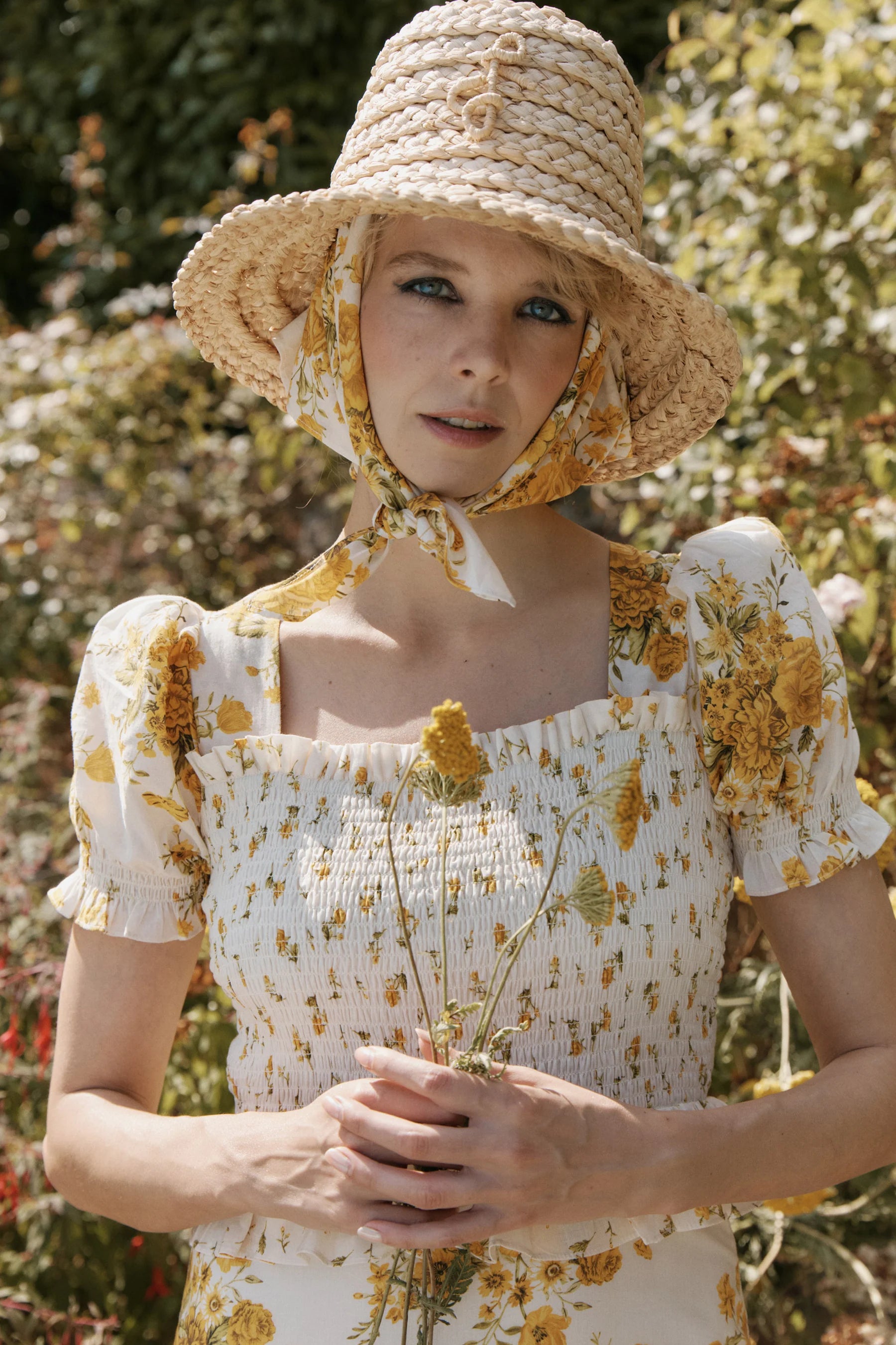 Queens of Archive Verity Dress in Mixed Yellow Prairie Floral
