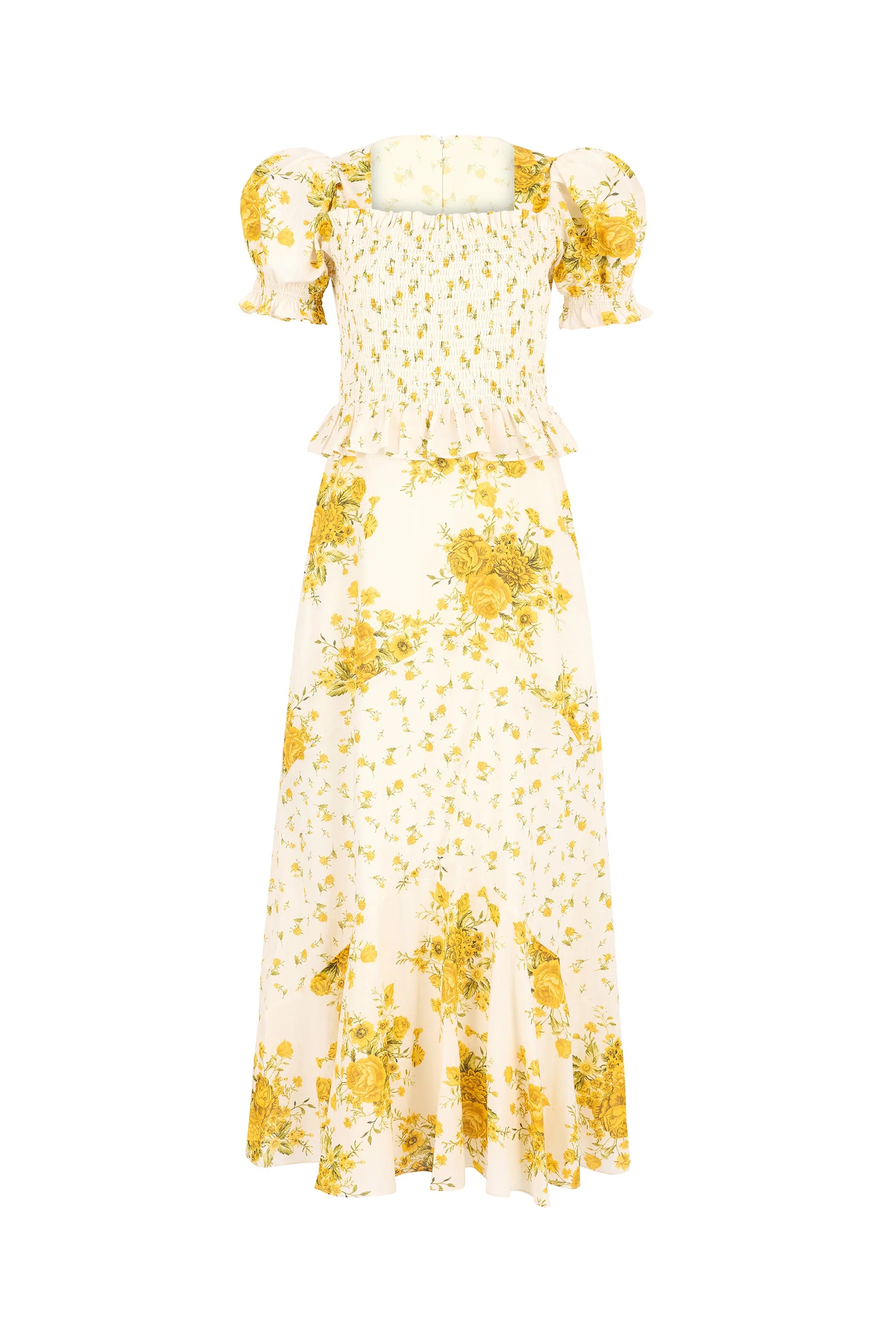 Queens of Archive Verity Dress in Mixed Yellow Prairie Floral