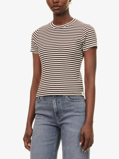 Rag & Bone Luca Stripe Rib Tee in Ivory, Black