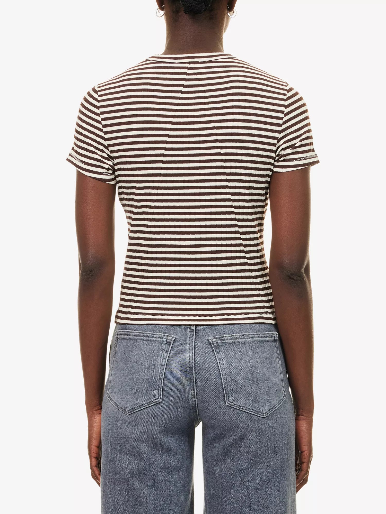 Rag & Bone Luca Stripe Rib Tee in Ivory, Black
