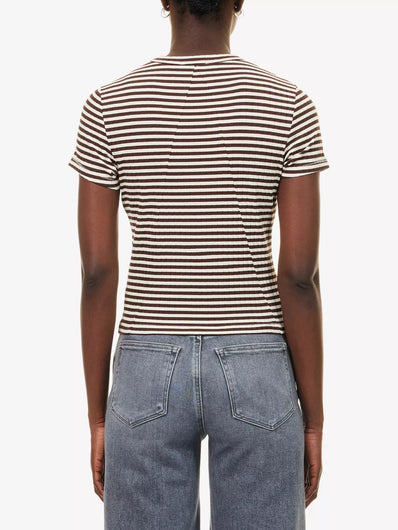 Rag & Bone Luca Stripe Rib Tee in Ivory, Black