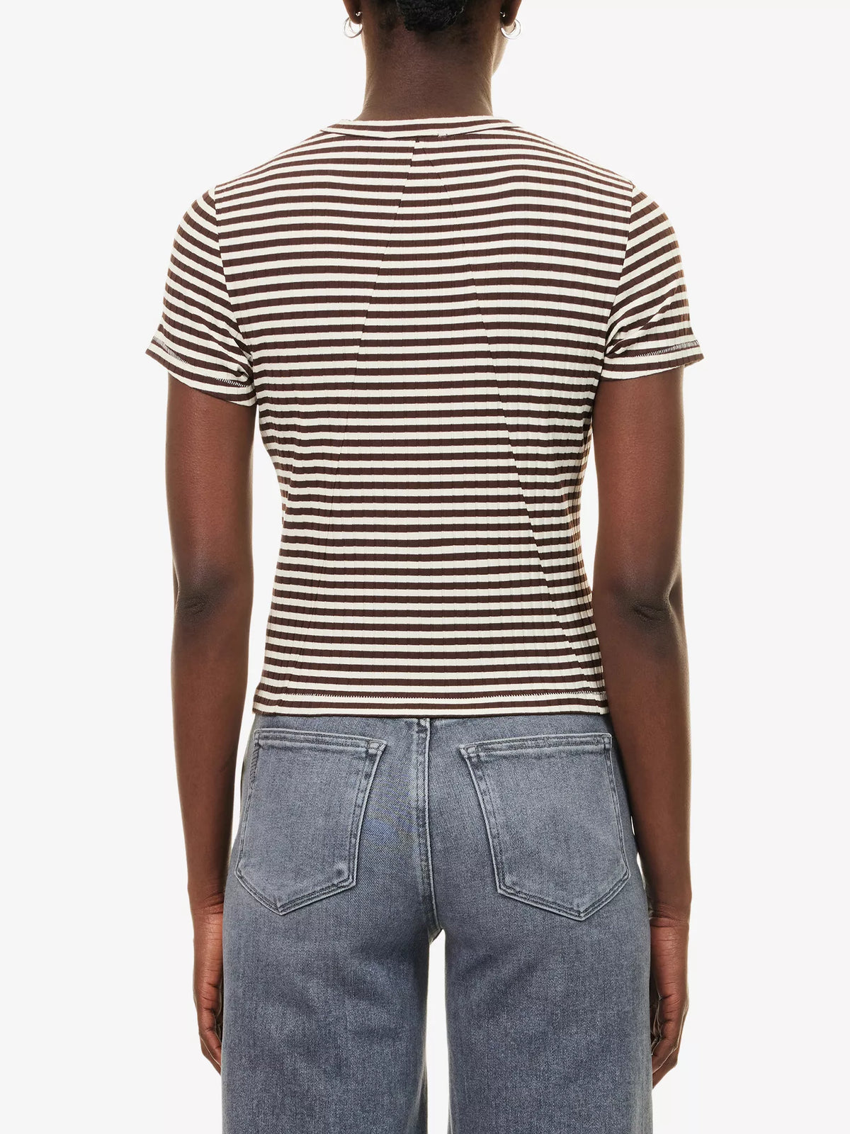 Rag & Bone Luca Stripe Rib Tee in Ivory, Black