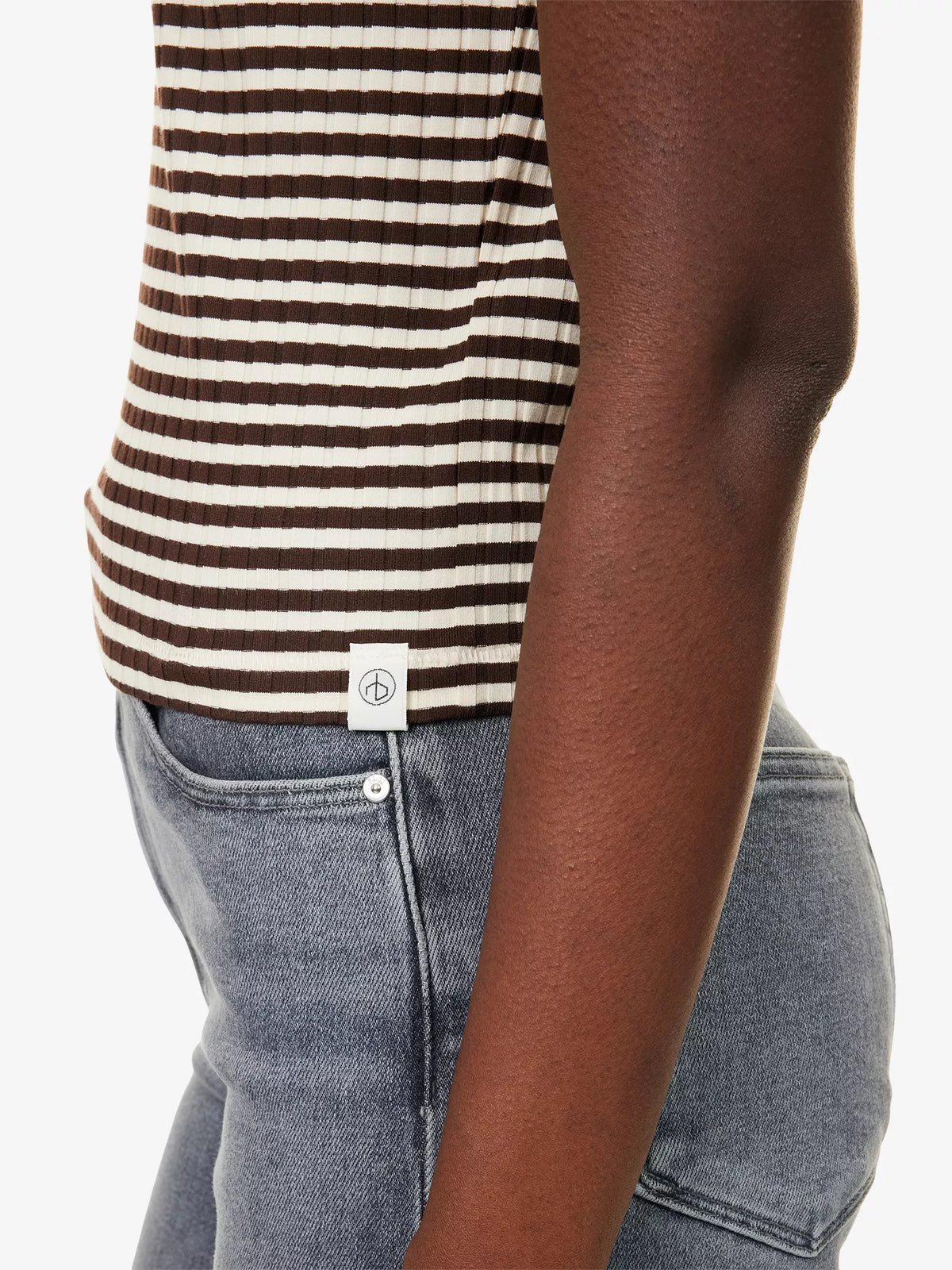Rag & Bone Luca Stripe Rib Tee in Ivory, Black