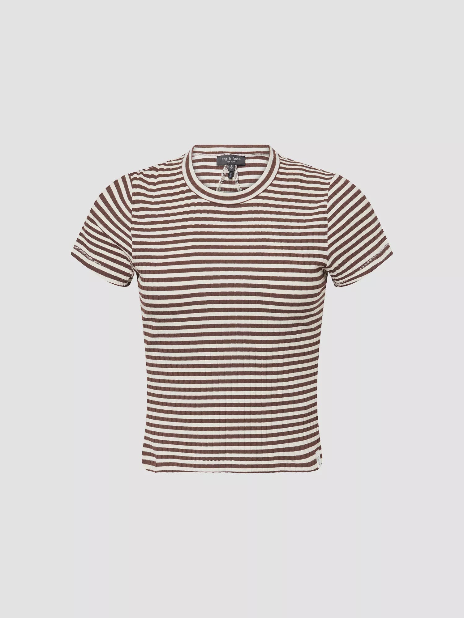 Rag & Bone Luca Stripe Rib Tee in Ivory, Black